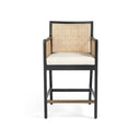Liora Cane Bar Counter Stool - Counter Brushed Ebony Savile Flax