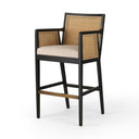 Liora Cane Bar Counter Stool - Bar Brushed Ebony Savile Flax