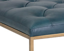 ENDALL OTTOMAN - ANTIQUE BRASS VINTAGE PEACOCK LEATHER