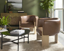 TRINE LOUNGE CHAIR - RUSTIC OAK VINTAGE CAMEL LEATHER