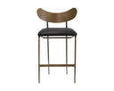 GIBBONS COUNTER STOOL - ANTIQUE BRASS CHARCOAL BLACK LEATHER