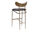GIBBONS BARSTOOL - ANTIQUE BRASS CHARCOAL BLACK LEATHER