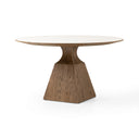 Aveline Sargon Dining Table - Honed White Marble