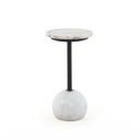Opal Viola Accent Table - Polished White Marble