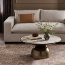 Atria Corbett Coffee Table - Small Aged Bronze Creamy Taupe Marble