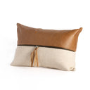 Premium Leather and Linen Pillow - 16X24