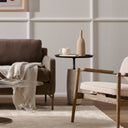 Aveline Cronos End Table - Polished White Marble