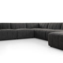 Luxe Langham Channeled 6 Pc Sectional W Raf Chaise