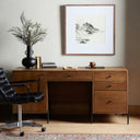 Aria Eaton Executive Desk - Amber Oak Resin