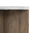 Aurelia Toli End Table - Italian White Marble Rustic Grey Veneer