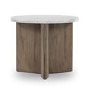 Aurelia Toli End Table - Italian White Marble Rustic Grey Veneer
