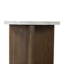 Aurelia Toli End Table - Italian White Marble Rustic Fawn Veneer