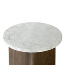 Aurelia Toli End Table - Italian White Marble Rustic Fawn Veneer
