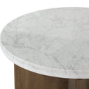 Aurelia Toli End Table - Italian White Marble Rustic Fawn Veneer