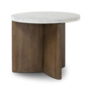 Aurelia Toli End Table - Italian White Marble Rustic Fawn Veneer