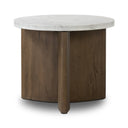 Aurelia Toli End Table - Italian White Marble Rustic Fawn Veneer