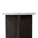 Aurelia Toli End Table - Italian White Marble Smoked Black Veneer