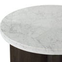 Aurelia Toli End Table - Italian White Marble Smoked Black Veneer