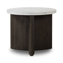 Aurelia Toli End Table - Italian White Marble Smoked Black Veneer