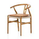 Muestra Dining Chair W Cushion - Natural Teak Whiskey Saddle