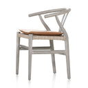 Muestra Dining Chair W Cushion - Weathered Grey Teak Whiskey Saddle