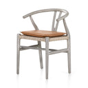 Muestra Dining Chair W Cushion - Weathered Grey Teak Whiskey Saddle