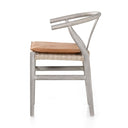 Muestra Dining Chair W Cushion - Weathered Grey Teak Whiskey Saddle