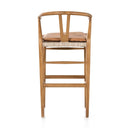 Halcyon Bar Counter Stool - Bar Natural Teak Whiskey Saddle