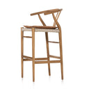 Aveline Bar Counter Stool - Bar Natural Teak Whiskey Saddle