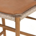 Halcyon Bar Counter Stool - Bar Natural Teak Whiskey Saddle
