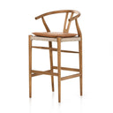 Halcyon Bar Counter Stool - Bar Natural Teak Whiskey Saddle