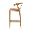 Halcyon Bar Counter Stool - Bar Natural Teak Whiskey Saddle