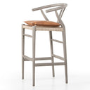 Halcyon Bar Counter Stool - Bar Weathered Grey Whiskey Saddle