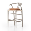 Halcyon Bar Counter Stool - Bar Weathered Grey Whiskey Saddle