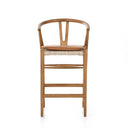 Halcyon Bar Counter Stool - Counter Natural Teak Whiskey Saddle