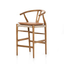 Halcyon Bar Counter Stool - Counter Natural Teak Whiskey Saddle
