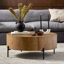 Verity Eaton Drum Coffee Table - Amber Oak Resin