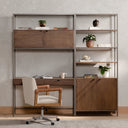 Liora Trey Modular Wall Desk With 1 Bookcase - Auburn