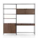 Liora Trey Modular Wall Desk With 1 Bookcase - Auburn
