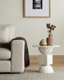 Verity Neda End Table - Polished White Marble