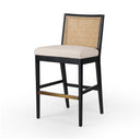 Aveline Antonia Cane Armless Bar Counter Stool - Bar Brushed Ebony Savile Flax