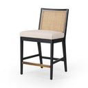 Aveline Antonia Cane Armless Bar Counter Stool - Counter Brushed Ebony Savile Flax