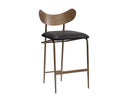 GIBBONS COUNTER STOOL - ANTIQUE BRASS CHARCOAL BLACK LEATHER