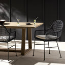 Solara Outdoor Woven Dining Chair - Smoke Black White