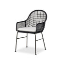 Solara Outdoor Woven Dining Chair - Smoke Black White