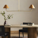 Luxe Cullen Linear Double Pendant - Camel Leather