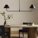 Luxe Cullen Linear Double Pendant - Black Leather