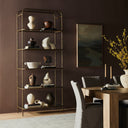Novara Swinton Bookcase - Hammered Aged Brass 102