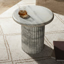 Aveline Oranda End Table - Polished White Marble
