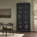 Aveline Caprice Tall Cabinet - Black Wash Mango W Black Cane
